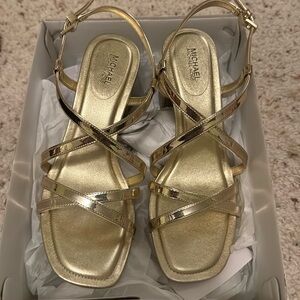 Michael Kors held sandal metallic faux leather